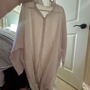 striped maxi shirt dress